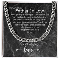 Mens 5mm Chain Jewelry, Father in Law Cuban Link Chain Necklace, Sentimental Birthday Christmas Present from Daughter in Law