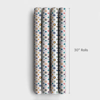 Retro Starburst Gift Wrap Paper, Mid Century Modern Snowflake Wrapping Paper, Vintage Mod Christmas Wrapping Paper Roll Holiday Gift Wrap