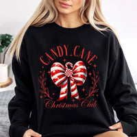 Holiday Ribbon Sweatshirt, Candy Cane Christmas Club Sweatshirt, Festive Winter Sweatshirt, Comfy Xmas Crewneck Sweater, Holiday Party Present