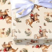 Vintage Horse Christmas Gift Wrap, Equestrian Santa Wrapping Paper, Watercolor Holiday Present Wrapping Paper, Rustic Country Holiday Wrap