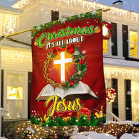 Religious Holiday Nativity Yard Flag, Christmas It's All About Jesus Garden Flag, Double-Sided Christian Lawn Flag