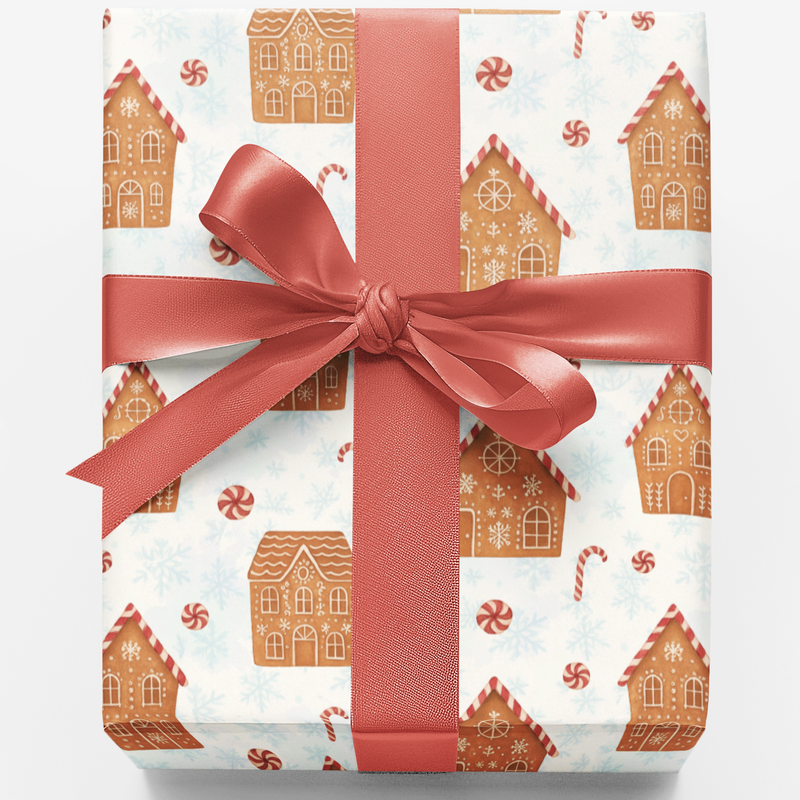 Christmas Cookie Gift Wrap, Gingerbread House Wrapping Paper, Festive Holiday Wrapping Paper, Xmas Season Gift Wrap, Holiday Present Wrap