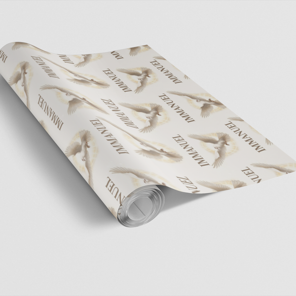 Christian Dove Halo Gift Wrap Paper, Immanuel Religious Wrapping Paper, Christmas Baptism Wrapping Paper Roll, Holiday Gift W