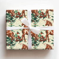 Equestrian Holiday Gift Wrap, Vintage Horse Christmas Wrapping Paper, Rustic Pony Pine Tree Wrapping Paper, Winter Holiday Horse Lover Present
