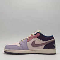 Low Top Sneakers, Purple Beige Colorway, Lace Up Design, Casual Gift for Sneaker Fans