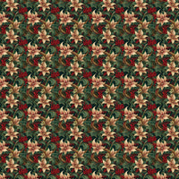 Holly Poinsettia Botanical Print Gift Wrap, Christmas Wrapping Paper, Elegant Xmas Flora Wrapping Paper Roll