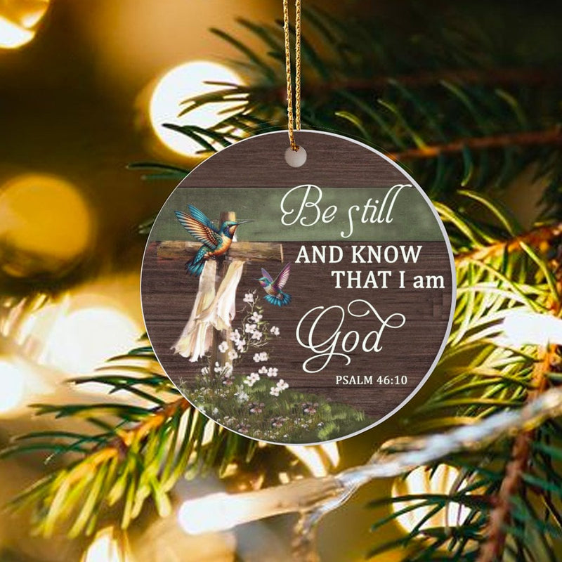 Be Still and Know Christian Cross Ornament, Psalm 46 10 Ceramic Ornament, Scripture Christmas Ornament, Religious Faith Tree Decor Present