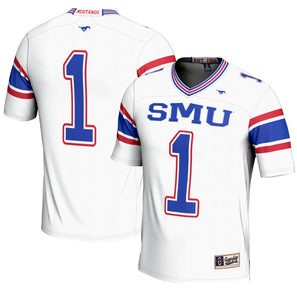 #1 SMU Mustangs Endzone Football Jersey - White