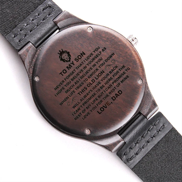Lion Quote Sandalwood Watch, Engraved Wooden Watch for Son, Custom to My Son Wooden Watch from Dad, Birthday Christmas Presen