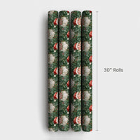 Forest Green Christmas Gift Wrap, Vintage Santa Claus Wrapping Paper, Traditional Holiday Present Wrap, Nostalgic Xmas Wrapping Paper Roll