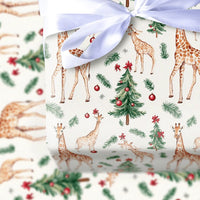 Watercolor Animal Gift Wrap, Christmas Giraffe Wrapping Paper, Holiday Tree Wrapping Paper Roll, Safari Animal Gift Wrap