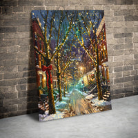 Winter Cityscape Canvas Wall Art, Christmas Street Canvas Print, Festive Night Canvas Art, Comfy Holiday Wall Decor, Christmas Home Present