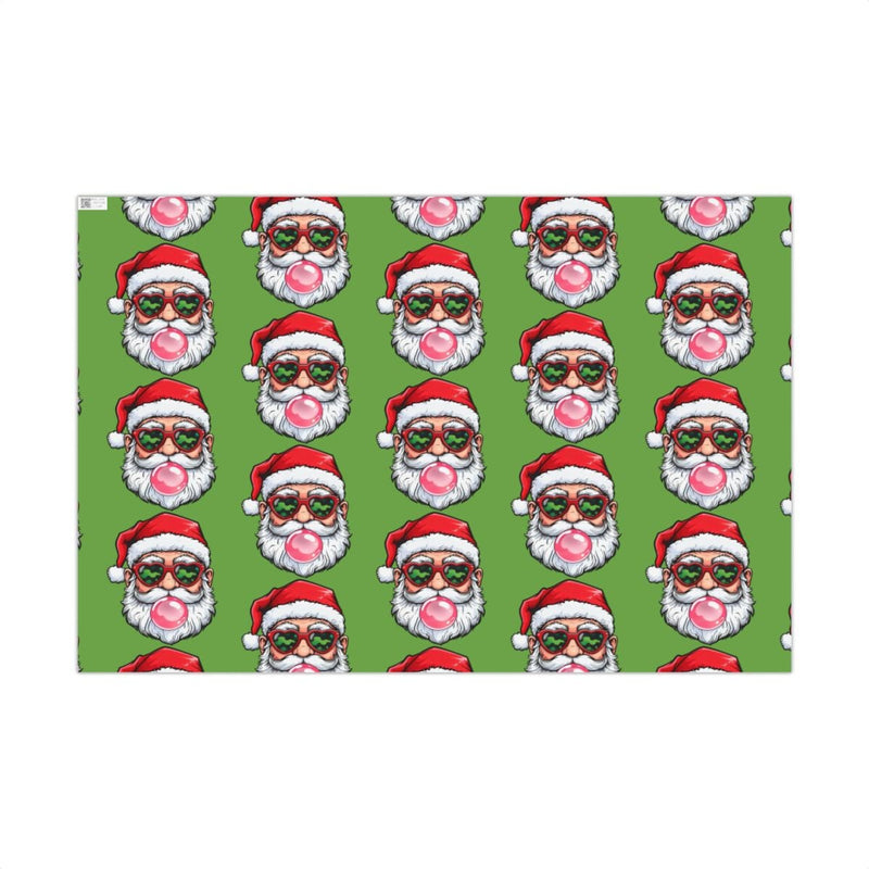 Heart Sunglasses Santa Gift Wrap, Cool Santa Gift Wrapping Paper, Humorous Christmas Wrapping Paper Roll, Festive Holiday Present Wrap