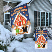 Holiday Gingerbread House Yard Flag, Gingerbread Merry Christmas Garden Flag, Double-Sided Winter Lawn Flag, Festive Seasonal Porch Decor