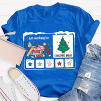 Stars and Christmas Tree Graphic Tee, Working for Christmas Break Shirt, Humorous Teacher Holiday T-Shirt, Christmas Break Present Shirt