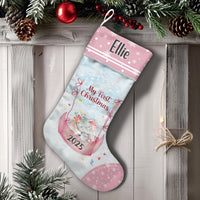 My First Christmas Stocking 2025, Personalized Baby Elephant Moon Christmas Stocking, Custom Baby Holiday Stocking, Nursery Christmas Present