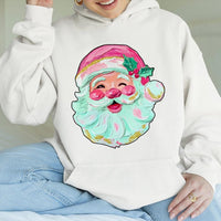 Oil Painting Brushstroke Santa Graphic Hoodie, Retro Santa Hoodie, Vintage Holiday Sweatshirt, Aesthetic Christmas Hooded Pullover