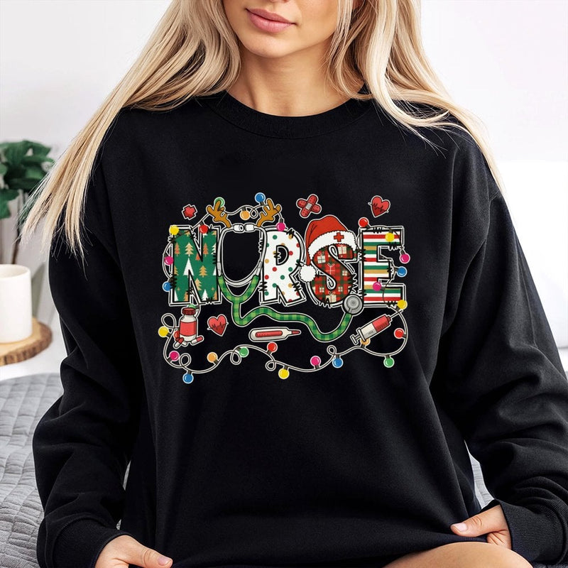 Plaid Stethoscope Holiday Sweater, Christmas Nurse Sweatshirt, Festive RN Medical Crewneck, Hospital Staff Xmas Sweatshirt, Nursing Present