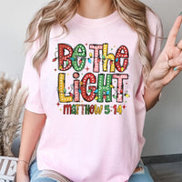 Christian Christmas Lights Graphic Shirt, Be the Light Matthew 5:14 T-Shirt, Faith Scripture Tee, Holiday Bible Verse T-Shirt for Women