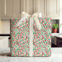 Red and Green Christmas Gift Wrap, Watercolor Polka Dot Wrapping Paper, Festive Holiday Wrapping Paper, Xmas Present Gift Wrap Roll