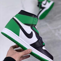 High Top Sneakers, White Black Green Colorway, Lace Up Design, Casual Gift for Sneaker Fans