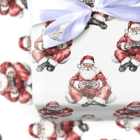 Watercolor Gamer Santa Gift Wrap, Gaming Santa Wrapping Paper, Video Game Christmas Wrapping Paper, Holiday Gamer Gift Wrap Roll