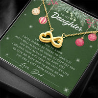 14k White Gold Finish Pendant Necklace, To My Daughter Christmas Infinity Heart Necklace, Holiday Card Keepsake Jewelry