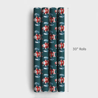 Dark Teal Gym Gift Wrap, Watercolor Weightlifting Santa Wrapping Paper, Bodybuilder Christmas Present Paper, Fitness Xmas Wrapping Paper