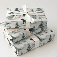 Winter Forest Dog Gift Wrap, Watercolor Black Lab Christmas Wrapping Paper, Red Bandana Xmas Wrapping Paper, Pet Lover Holiday Gift Wrap