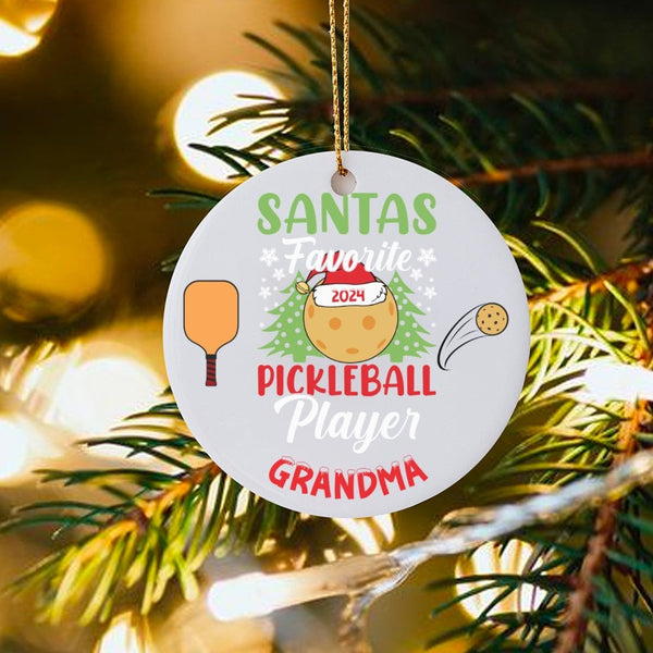 Santa's Favorite Player Ornament, Pickleball Grandma Christmas Ornament 2024, Ceramic Pickleball Sports Ornament, Holiday Pre