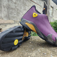 Mid Top Sneakers, Black Yellow Purple Colorway, Lace Up Design, Casual Gift for Sneaker Fans