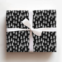 Snowy Pine Tree Gift Wrap, Black and White Christmas Wrapping Paper, Modern Winter Wrapping Paper, Monochrome Holiday Present Wrap Roll