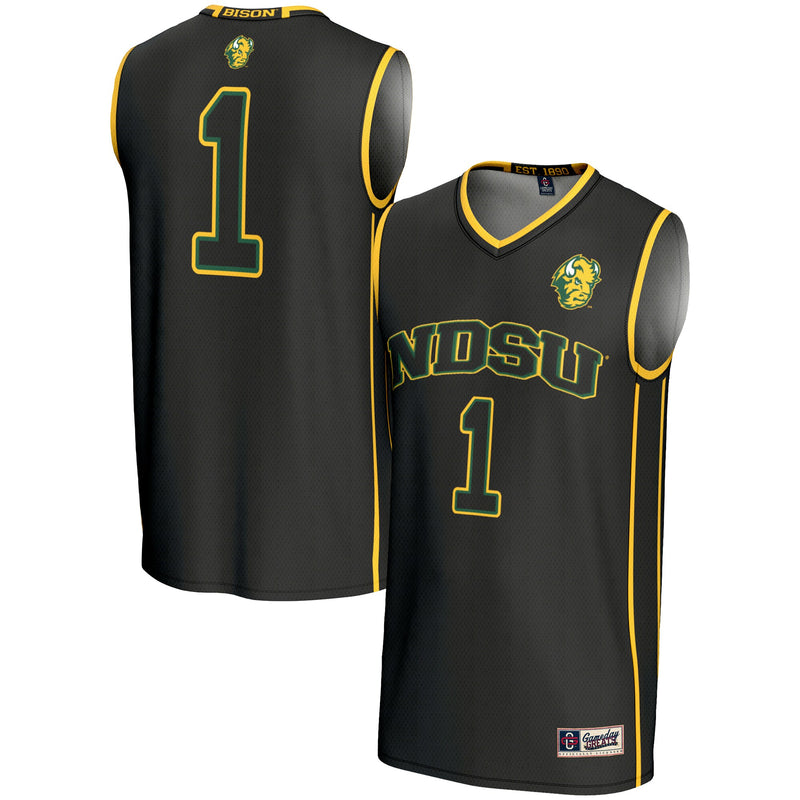 #1 NDSU Bison Lightweight Basketball Jersey - Black