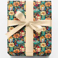 Festive Holiday Gift Wrap, Floral Gift Wrapping Paper, Botanical Birthday Wrapping Paper, Christmas Present Wrap, Elegant Floral Paper Roll