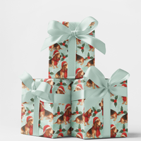 Dog Holiday Gift Wrap, Basset Hound Christmas Wrapping Paper, Festive Xmas Puppy Wrapping Paper