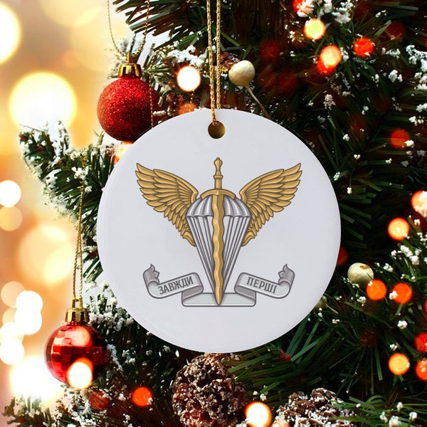 Military Parachute Wings Ornament, Ukrainian Air Assault Forces Ornament, Ceramic Christmas Tree Ornament, Veteran Keepsake P