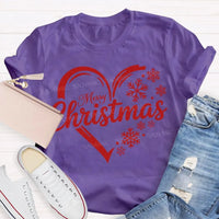 Festive Holiday Snowflake Christmas Shirt, Christmas Snowflakes and Hearts T-Shirt, Adorable Winter Graphic Tee, Holiday Present Christmas T-Shirt
