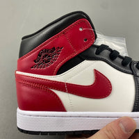 Mid Top Sneakers, White Black Red Colorway, Lace Up Design, Casual Gift for Sneaker Fans