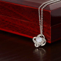 Christmas Present for Mom from Daughter, Love Knot Necklace for Mom, 18k Yellow Gold Finish Necklace, Cubic Zirconia Crystal Pendant Necklace
