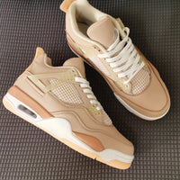 Retro Basketball Shoes, Tan Colorway, Lace Up Design, Casual Gift for Shoe Lovers