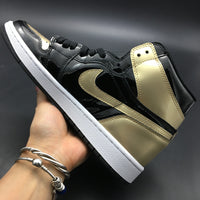 Sneakers, Black Gold Colorway, Leather Footwear, Mismatched Colorway, Lace Up Design, Casual Gift for Sneaker Fans