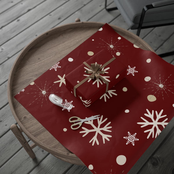 Snowflake Christmas Gift Wrap, Red Smiley Face Wrapping Paper, Retro Happy Face Holiday Wrapping Paper, Festive Winter Wrappi