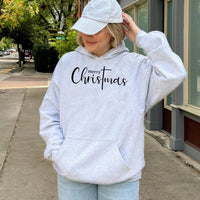 Christian Holiday Hooded Sweatshirt, Merry Christmas Cross Hoodie, Religious Christmas Cross Pullover, Faith Based Xmas Present