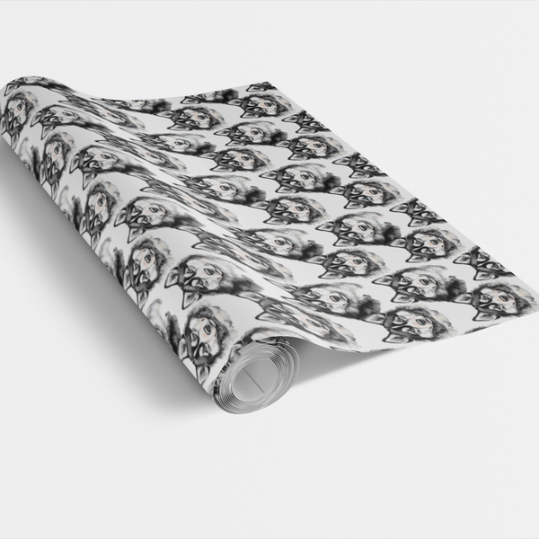 Watercolor Dog Gift Wrap, Siberian Husky Wrapping Paper, Winter Holiday Present Paper, Husky Lover Birthday Wrap, Christmas P
