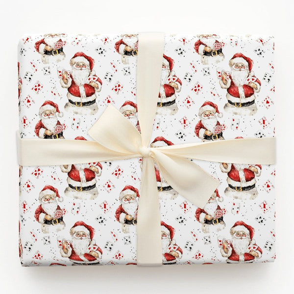 Poker Card Suits Holiday Gift Wrap, Santa Playing Cards Christmas Wrapping Paper, Novelty Xmas Wrapping Paper, Card Player Ho