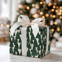 Snowy Pine Tree Gift Wrap, Winter Evergreen Forest Christmas Wrapping Paper, Rustic Woodland Wrapping Paper, Holiday Season Present Wrap