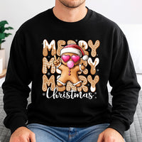 Retro Holiday Cookie Graphic Crewneck, Gingerbread Man Christmas Sweatshirt, Adorable Merry Xmas Pullover, Festive Winter Holiday Apparel