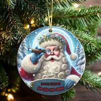 Humorous Santa Ceramic Ornament, Look Who's So-Ho-Ho-Ber Christmas Ornament, Telescope Holiday Tree Ornament, Xmas Keepsake Present for Family