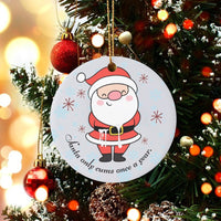 Naughty Santa Claus Tree Ornament, Humorous Santa Christmas Ornament, Adult Humor Holiday Ornament, Ceramic Secret Santa Present for Friends