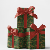 Merry Christmas Script Gift Wrap, Victorian Holly Wrapping Paper, Vintage Holiday Wrapping Paper, Traditional Xmas Gift Wrap Roll